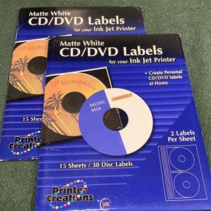 NWT Two packages Matte White CDDVD Labels